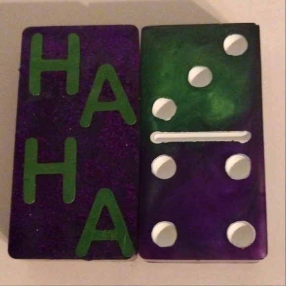Joker inspired custom made dominoes with box and green crown royal bag - Picture 1 of 5